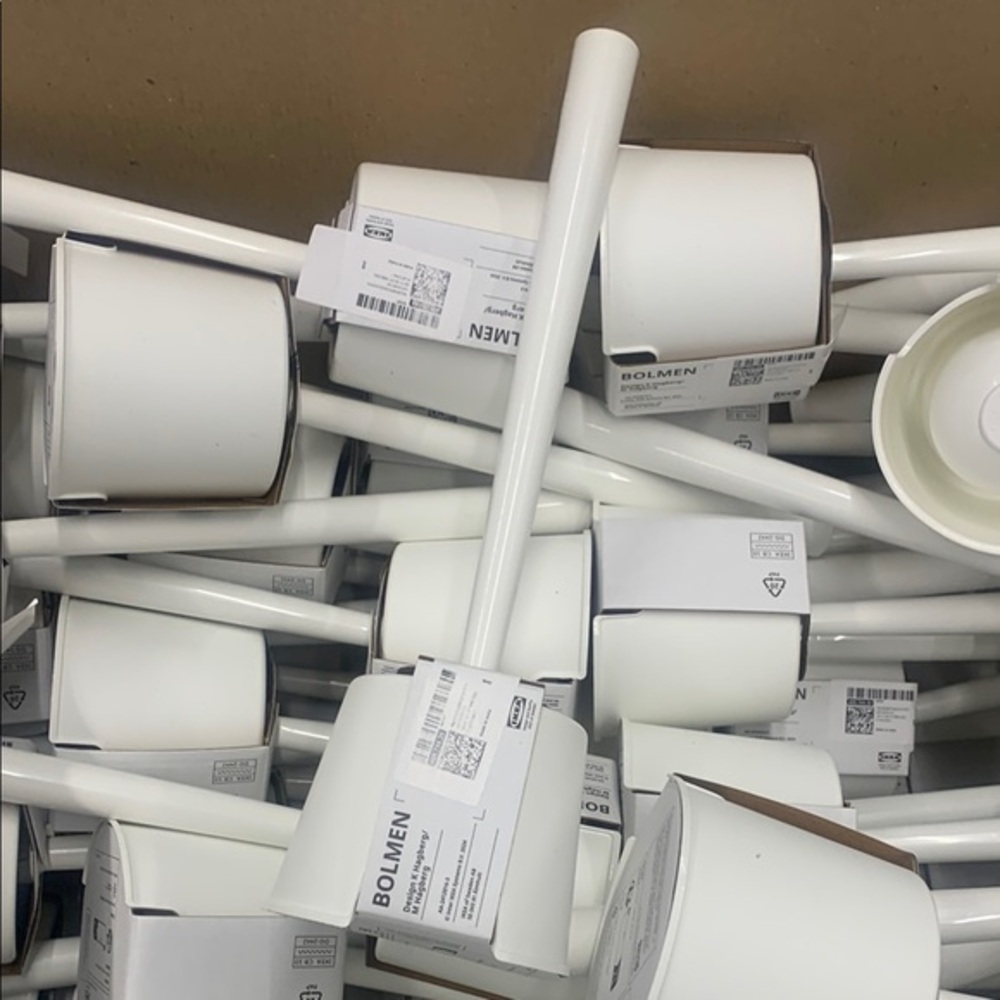 One (1) IKEA White Toilet Brush Set